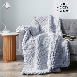 Fait à la main 60 "x 80" gros tricot solide doux <span class=keywords><strong>grand</strong></span> Chenille Boho moelleux lit canapé jeter pour l'hiver - Product Image 5