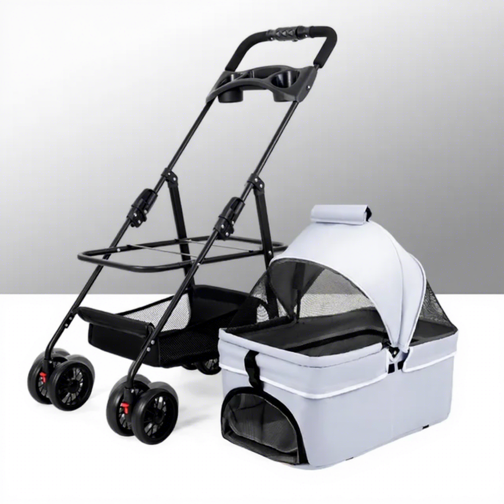 Chariot pour animaux de compagnie gris
