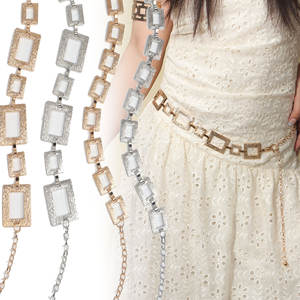 เข็มขัดสี่เห<span class=keywords><strong>ล</strong></span>ี่ยมสำหรับผู้หญิงชุดเดรส JK จับคู่กับชุดเดรสเสื้อเชิ้ตคาดเอวเข็มขัดสายโซ่โ<span class=keywords><strong>ล</strong></span>หะ - Product Image 1