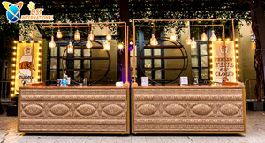 Compre un mostrador de catering de lujo para banquetes, mostrador de exhibición de alimentos dorado, mostrador de catering de acero inoxidable para bodas - Product Image 2
