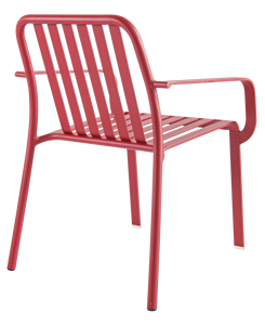 Sillón de Jardín Minimalista Contemporáneo de Aleación de Aluminio Rojo con Patas Cónicas, Asiento Deslizante, Apilable, Muebles de Exterior Duraderos - Product Image 1