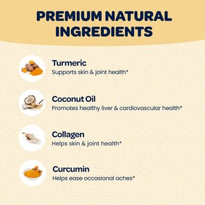 Integratore <span class=keywords><strong>per</strong></span> <span class=keywords><strong>Cani</strong></span> OEM/ODM con Curcuma, Collagene e <span class=keywords><strong>Olio</strong></span> <span class=keywords><strong>di</strong></span> <span class=keywords><strong>Cocco</strong></span> - Supporto <span class=keywords><strong>per</strong></span> Articolazioni, Fegato e Cuore - Masticabili Vitality Senza Cereali Tutto-in-Uno - Product Image 3