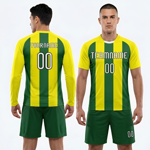 Ensemble d'uniformes de volley-ball jaune-vert, personnalisables avec nom et numéro, impression par sublimation, polyester à séchage rapide, uniformes pour hommes - Product Image 1