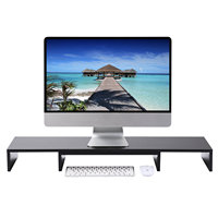 Étagère de bureau large pour 2 écrans, support d'ordinateur réglable en hauteur avec rangement pour le bureau et les jeux