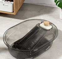 Bac en plastique PET transparent épaissi, intégré, extra large, pour la maison et le dortoir, idéal pour la lessive, avec design antidérapant et épaissi