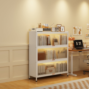 Librería moderna de acero blanco a prueba de polvo de 5 puertas, armario de almacenamiento, muebles de dormitorio para el hogar, oficina, aparador, Media librería - Product Image 6