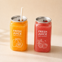 Boîtes en PET transparentes de 500 ml, bouteille personnalisée avec logo, canette avec couvercle facile à ouvrir pour les magasins de boissons