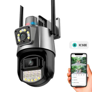 KERUI Icsee 6MP Outdoor CCTV Security Camera Dual Lens WIFI Network Camera Hd Wireless Ptz Video Surveillance Ip Camera