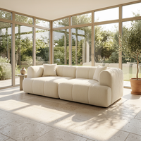Tendance 2026 : Canapé modulaire carré sans structure, style nuage, en tissu moelleux, pour salon moderne et minimaliste