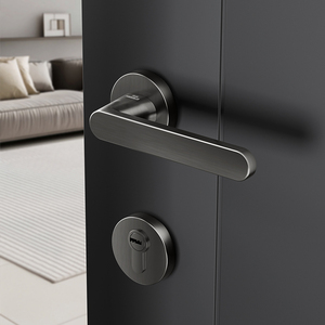 Manija de puerta de madera negra de lujo Hango Home con cerradura mecánica silenciosa de dos piezas para dormitorio y accesorios de ventana - Product Image 4