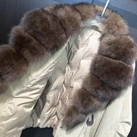 Blouson bomber court en duvet pour femme, personnalisé, chaud, épais, décontracté, hiver, col en fourrure de renard