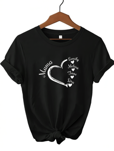 T-shirt personalizzata con nome e cuore da donna, in cotone, girocollo, casual, regalo personalizzato, stampa San Valentino, vestibilità regular - Product Image 1