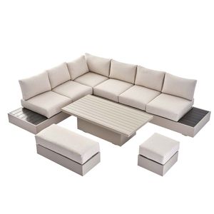 Large L Shaped Modular <strong>Garden</strong> Patio Dining Sofa Set with <strong>Rising</strong> <strong>Table</strong> Aluminum Outdoor Sofa <strong>Furniture</strong> - Product Image 3