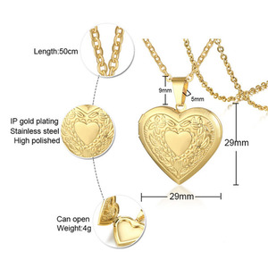 Colgante personalizado <span class=keywords><strong>foto</strong></span> encanto cadenas Acero inoxidable chapado en <span class=keywords><strong>oro</strong></span> mujeres personalizado <span class=keywords><strong>foto</strong></span> corazón medallón <span class=keywords><strong>cadena</strong></span> joyería collares - Product Image 6