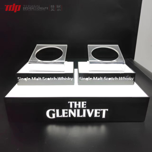 حامل عرض TDP مع إضاءة LED لعرض زجاجات الويسكي، رف لعرض النبيذ والبيرة والكحول والفودكا والتيكيلا، حامل عرض لزجاجتين - Product Image 1