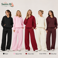 Ensemble de survêtement polaire d'hiver 2 pièces pour femme, sweat à capuche zippé et pantalon de jogging large, doublure peluche chaude, tenue décontractée et active, vente en gros
