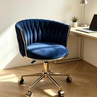 Chaise de bureau pivotante de luxe moderne en velours doré, chaise de coiffeuse pour chambre à coucher, tabouret pour table de maquillage, pour la maison, le salon de manucure et le bureau