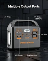 Stasiun Daya Portabel 192Wh 220V dengan Baterai LiFePO4 300W, Baterai Eksternal & Senter, Inverter Gelombang Sinus Murni