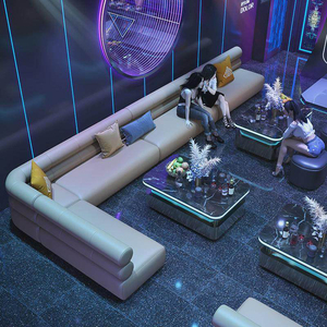 أثاث كاونتر بار KTV جديد، كابينة أريكة مخصصة، طقم بار عصري على شكل حرف U/L من الجلد والخشب العتيق للملاهي الليلية - Product Image 4