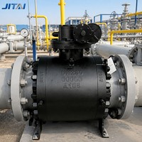 Vanne à boisseau sphérique à vis sans fin API 6D Classe 600 A105 en acier forgé, à joint métallique DBB, à bride, OEM pour pipeline de gaz naturel