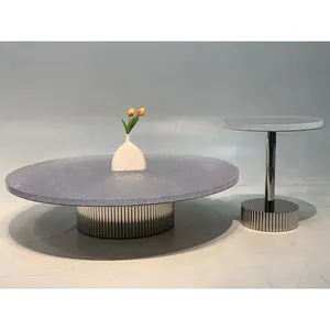 Mesa de centro luxuosa italiana moderna e minimalista com cola de cristal para sofá, mesa de centro de metal acrílico com ondulações de água