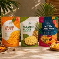 Op maat gedrukte, voedselveilige verpakking voor gedroogd fruit, staande pouch met venster en hersluitbare ritssluiting, snack-opbergzak