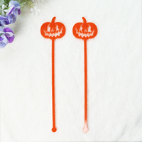 Agitateurs de boissons acryliques orange en forme de citrouille de découpe au laser unique pour un événement d'Halloween