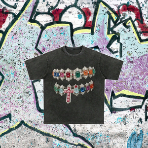 T-shirts personnalisables Streetwear délavés à l'acide pour hommes, en coton épais 100% tricoté, écologiques, imprimés par transfert thermique, unisexe, style vintage - Product Image 3