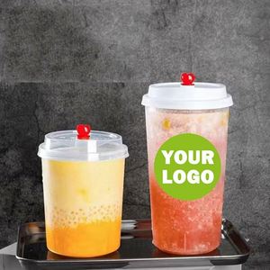 Vaso Desechable de Plástico para Bebidas, Nuevo Diseño, 90 mm de Diámetro, Capacidad de 500 ml y 700 ml, Material PP, Diseño Recto, con Tapa para Té de Burbujas - Product Image 1