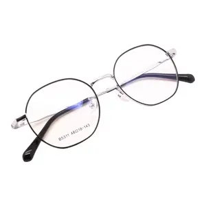Monturas de metal para anteojos de PC de una pieza de buena calidad, monturas ópticas de diseño redondo para mujeres y hombres, novedades