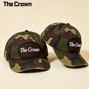Casquette de baseball 5 panneaux camouflage personnalisée avec logo, visière incurvée, vert olive, camouflage woodland, vente en gros, directement de l'usine - Product Image 2
