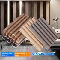 Rejilla de Seis Paneles de Fibra de Bambú, Moderna, Cóncava y Convexa, Impermeable y Resistente a la Humedad, Panel de Pared de 150 Rejillas