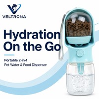 Bouteille d'eau 2-en-1 pour chien, distributeur d'eau portable pour animaux de compagnie avec bol, logo personnalisé, vente en gros