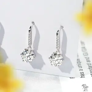 Custom Designer Jewelry Drop Earrings Luxury Women Fine Gemstone Jewelry Moissanite Earrings 925 Sterling Silver Diamond Earring