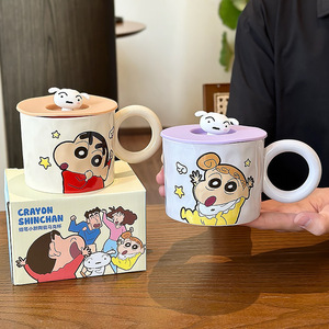 Crayon Shinchan Ceramic Mug With Lid And Handle Cartoon Design For Office Or Home Use - Product Image 1