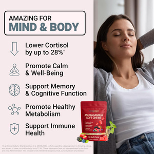 Gomitas Masticables de Ashwagandha de Marca Privada con Sabor Natural a Bayas, Sin Gluten, Sin OMG, para el Alivio del Estrés y Mejora del Estado de Ánimo - Product Image 3