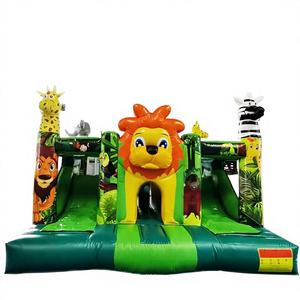 Castillo inflable, brincolín inflable, combo de brincolín inflable tipo safari, casa de brinco inflable y tobogán acuático. - Product Image 1