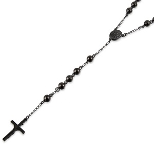 Collar de Rosario con Cuentas Negras <span class=keywords><strong>y</strong></span> Colgante Ovalado de Cruz con Crucifijo de Jesús - Product Image 5