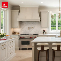 Armoires de cuisine Allandcabinet en bois massif mat de style Shaker blanc de luxe avec comptoir en marbre, ensemble complet d'armoires de cuisine