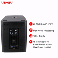 VAMAV NOVA LX115SUB Subwoofer de 15 pulgadas 1000W RMS Cuadrado Activo Bocina Profesional para Escenario, Música, Club, DJ, Fies