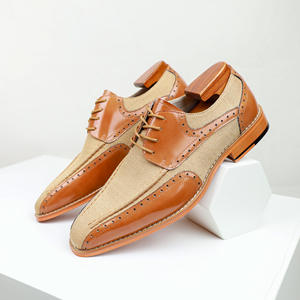 Chaussures Oxford en cuir véritable de style britannique haut de gamme, à lacets, bout pointu, fabriquées à la main, pour marié, toutes saisons - Product Image 1