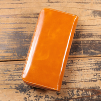 Dompet Wanita Kulit Sapi Asli Model Clutch Panjang dengan Ritsleting, Dompet Koin Kulit Asli Tempat Kartu Kunci
