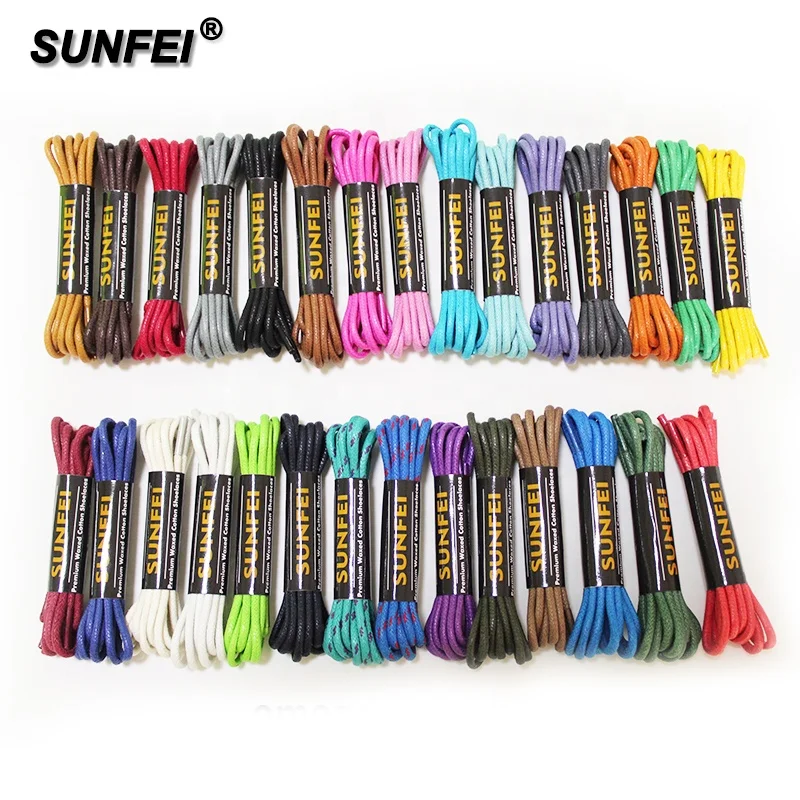 Shoe Lace Round 100% Premium Waxed Cotton Shoelaces Round Waxed Dress Shoelaces - Leather Shoes Laces 29 Existing Colors All Sizes