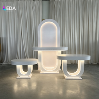 LEDA Fournitures de mariage modernes, ensemble de table à dessert en acrylique PVC blanc, table de toile de fond pour événements et décoration