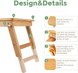 Grande computer portatile vassoio tavolo di bambù piano tavolo vassoio <span class=keywords><strong>da</strong></span> letto tavolo pieghevole e regolabile <span class=keywords><strong>imparare</strong></span> a scrivere il servizio di colazione - Product Image 4