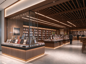 ออกแบบตกแต่งภายในร้านหนังสือสมัยใหม่ ชั้นวางหนังสือไม้ และเฟอร์นิเจอร์สำหรับร้านค้าปลีก - Product Image 5