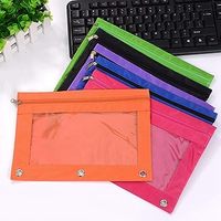 Pochette à crayons noire à fenêtre transparente pour 3 classeurs à anneaux sac à crayons à fermeture éclair à trois trous