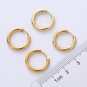 Bijoux en acier inoxydable plaqué or 18k pour femmes, en gros, rond, hexagone, minuscule, boucles d'oreilles huggie - Product Image 3