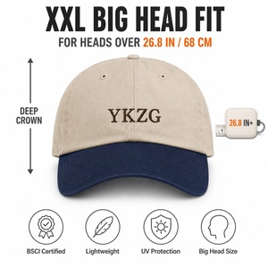 Casquette de baseball XXL 68 cm grande taille, couleur contrastante, visière profonde, <span class=keywords><strong>beige</strong></span> marine, en coton délavé, style Dad Hat, vente en gros - Product Image 1