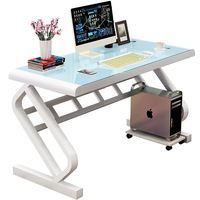 Bureau en verre trempé pour une personne seule, bureau d'ordinateur, mobilier de bureau, couleurs disponibles